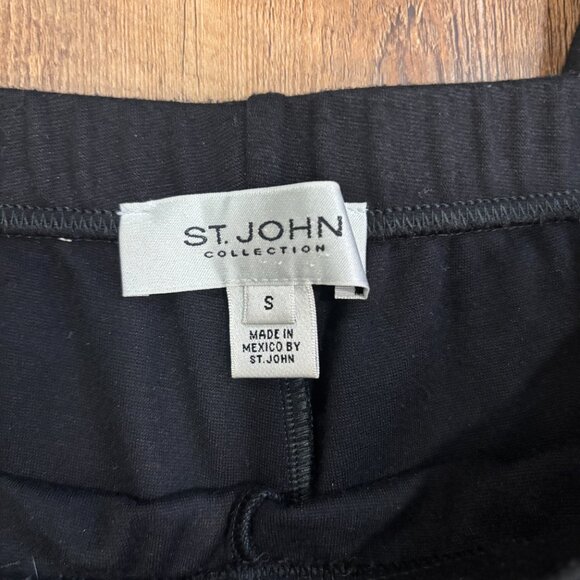 ST. JOHN Collection Black Genuine Leather Side Stripe Legging Pants Women's S - Picture 3 of 11